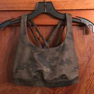 lululemon athletica Olive Green Camo Strappy Sports Bra